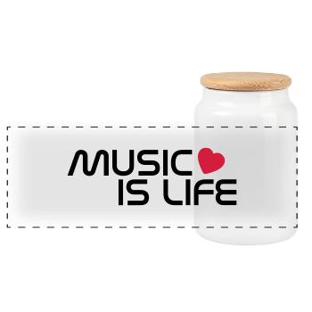 music is life heart FR - Boîte à biscuits avec couvercle en bois - blanc - Devant