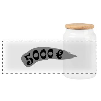 5.000 euro icon - Panoramic Cookie Jar with Wooden Lid - white - Front
