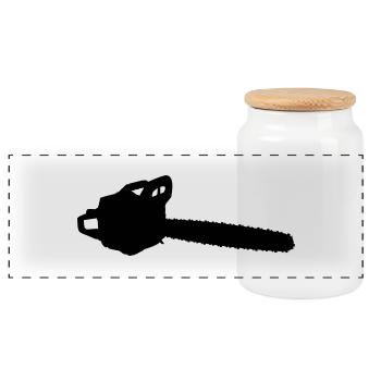 chainsaw - Panoramic Cookie Jar with Wooden Lid - white - Front