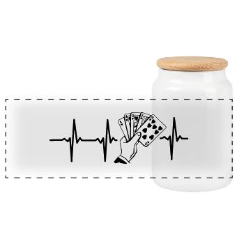 MEIN HERZ SCHLÄGT FÜR POKER! - Panorama Keksdose mit Holzdeckel - Weiß - Vorne