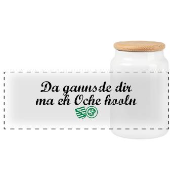Da gannsde dir ma eh Oche hooln - Panorama Keksdose mit Holzdeckel - Weiß - Vorne