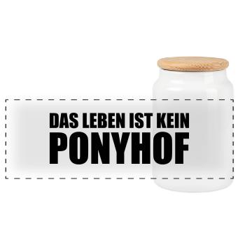Das Leben ist kein Ponyhof - Panorama Keksdose mit Holzdeckel - Weiß - Vorne
