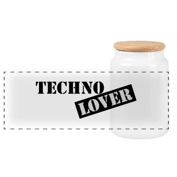 techno lover - Panoramic Cookie Jar with Wooden Lid - white - Front