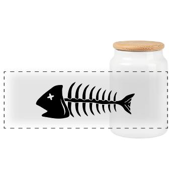 fish - Panoramic Cookie Jar with Wooden Lid - white - Front