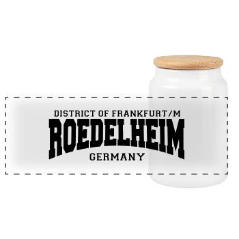 Frankfurt ROEDELHEIM - Panoramic Cookie Jar with Wooden Lid - white - Front