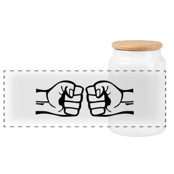 true_friends_f1 - Panoramic Cookie Jar with Wooden Lid - white - Front