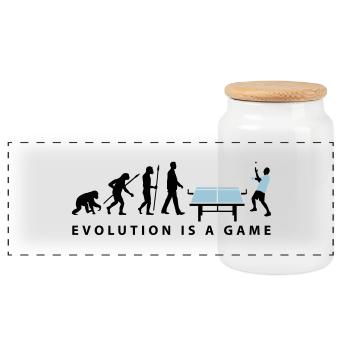 evolution_table_tennis_072012_c_2c - Panoramic Cookie Jar with Wooden Lid - white - Front
