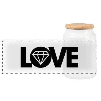 Liebe Diamant - Panorama Keksdose mit Holzdeckel - Weiß - Vorne
