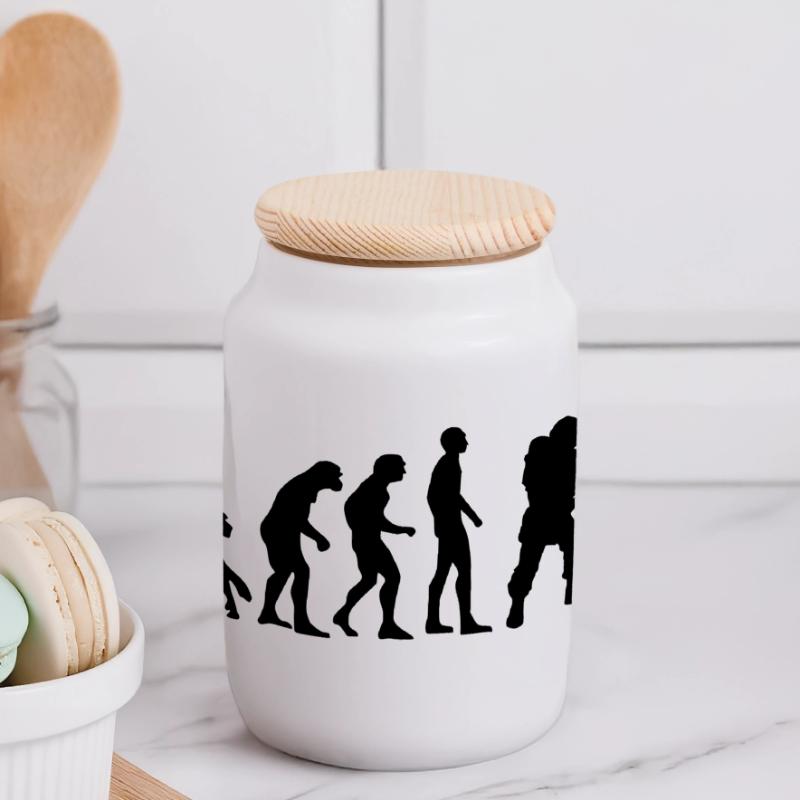 evolution pompier Boîte à biscuits avec couvercle en bois