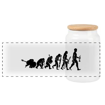 Evolution mit Musik - Panorama Keksdose mit Holzdeckel - Weiß - Vorne