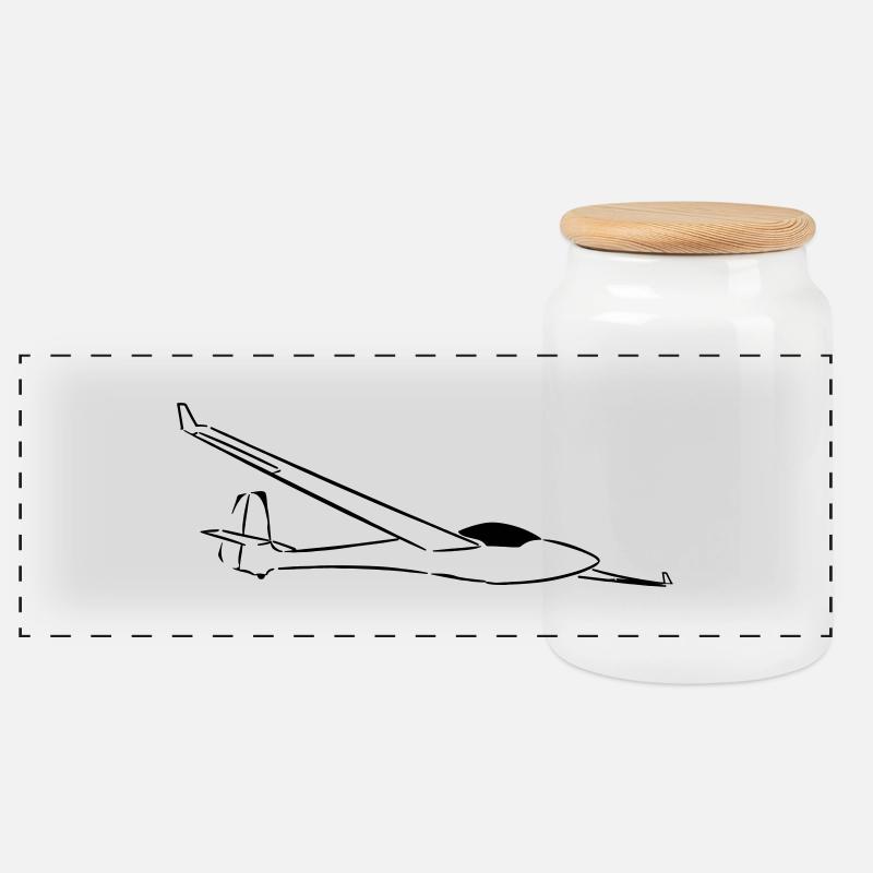 Segelflugzeug Libelle Geschenkidee Segelflieger - Panorama Keksdose mit Holzdeckel - Weiß
