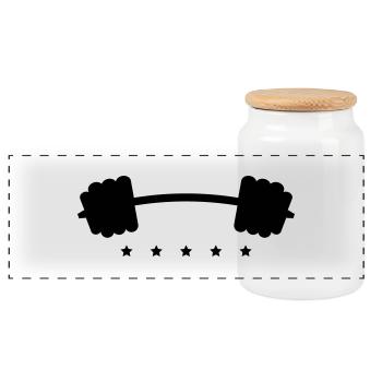 hantel_icon_gp1 - Boîte à biscuits avec couvercle en bois - blanc - Devant
