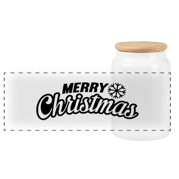 merry_christmas_f1 - Boîte à biscuits avec couvercle en bois - blanc - Devant