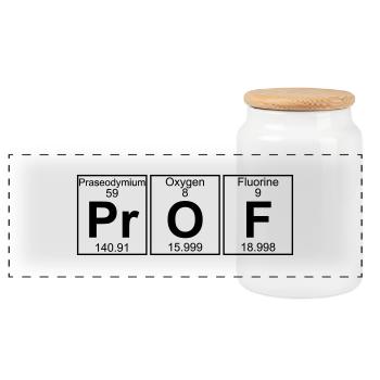 Pr-O-F (prof) - Full - Panorama Keksdose mit Holzdeckel - Weiß - Vorne