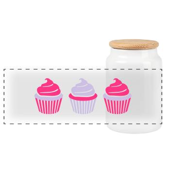 Cupcake - Panoramic Cookie Jar with Wooden Lid - white - Front