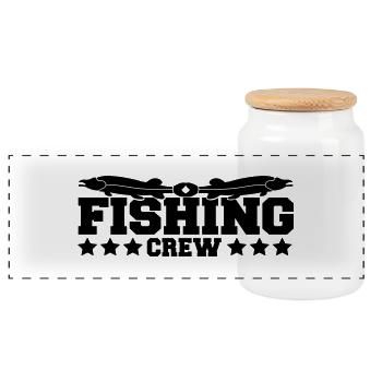 fishing_crew - Boîte à biscuits avec couvercle en bois - blanc - Devant