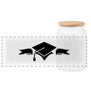 scholar hat / Gelehrtenhut (1c) - Panoramic Cookie Jar with Wooden Lid - white - Front