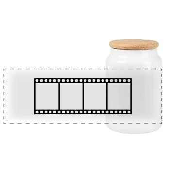 Sangle film film - Boîte à biscuits avec couvercle en bois - blanc - Devant