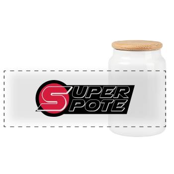 super_pote_ok - Boîte à biscuits avec couvercle en bois - blanc - Devant