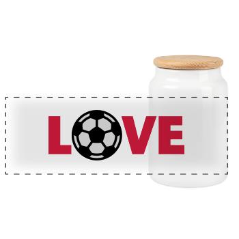 Football – Love (I Love Football) - Panoramic Cookie Jar with Wooden Lid - white - Front