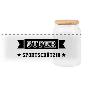 Sportschießen Schützen Sportschütze Sportschützin - Panorama Keksdose mit Holzdeckel - Weiß - Vorne
