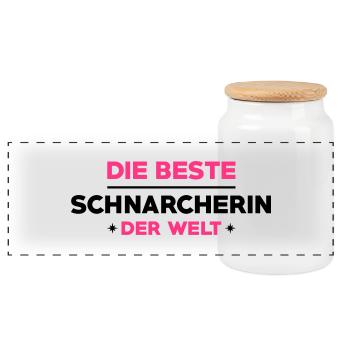 Schnarcher Schnarcherin Schnarchen Schlaf Humor - Panorama Keksdose mit Holzdeckel - Weiß - Vorne