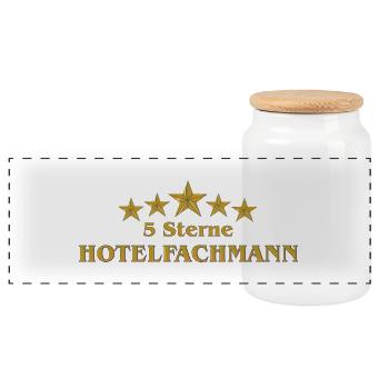 5 Sterne Hotelfachmann - Panorama Keksdose mit Holzdeckel - Weiß - Vorne