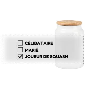 Squash Sport Game Match Champion Victory - Boîte à biscuits avec couvercle en bois - blanc - Devant
