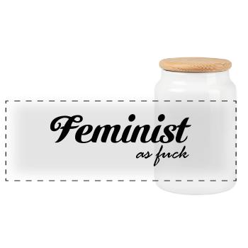 Feminist as fuck - Panorama Keksdose mit Holzdeckel - Weiß - Vorne