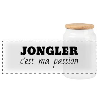 Juggler Juggling Jongleur Jonglieren Jonglerie - Panoramic Cookie Jar with Wooden Lid - white - Front