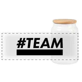#team - Panorama Keksdose mit Holzdeckel - Weiß - Vorne