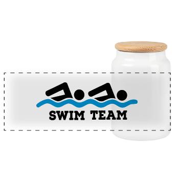 schwimmen - Panorama Keksdose mit Holzdeckel - Weiß - Vorne