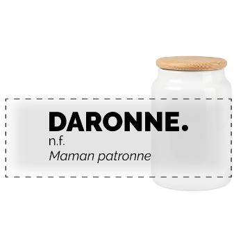 Fête des mères Daronne Maman patronne définition - Boîte à biscuits avec couvercle en bois - blanc - Devant