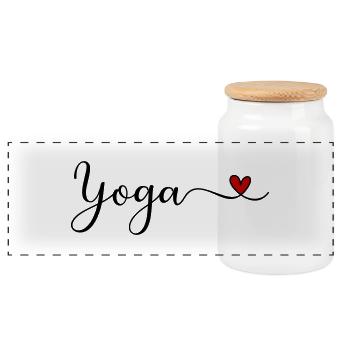 Yoga - Panorama Keksdose mit Holzdeckel - Weiß - Vorne