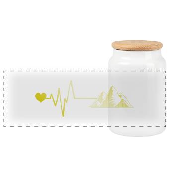Heartbeat Mountains Mountains Love - Panoramic Cookie Jar with Wooden Lid - white - Front