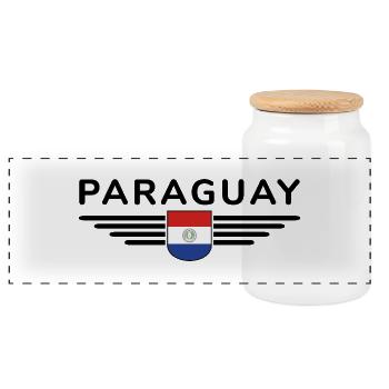 Paraguay Fan T-Shirt - Panorama Keksdose mit Holzdeckel - Weiß - Vorne