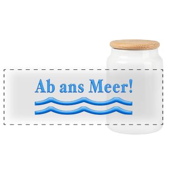 Off to the sea - Panoramic Cookie Jar with Wooden Lid - white - Front