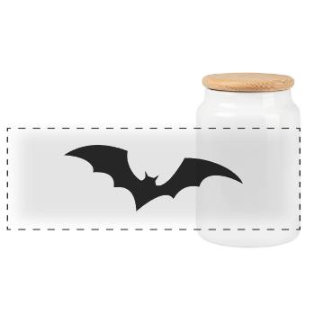 Bat - Panoramic Cookie Jar with Wooden Lid - white - Front