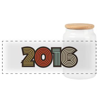 2016 rétro vintage - Boîte à biscuits avec couvercle en bois - blanc - Devant