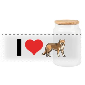 J’adore Shiba Inus - Conception de chien de compagnie mignon - Boîte à biscuits avec couvercle en bois - blanc - Devant