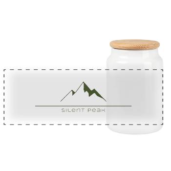 Silent Peak Olive - Panoramic Cookie Jar with Wooden Lid - white - Front