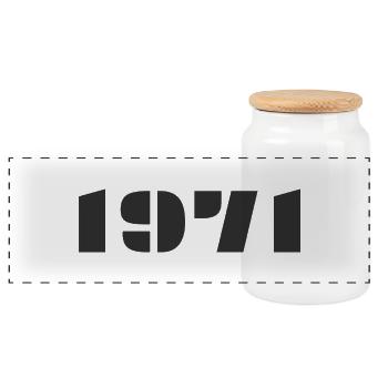 1971 - Panoramic Cookie Jar with Wooden Lid - white - Front
