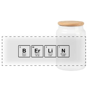 BERLIN ELEMENTS funny gift capital - Panoramic Cookie Jar with Wooden Lid - white - Front