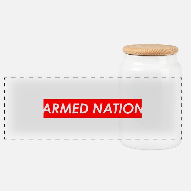 ARMED NATION 2019 LOGO REDBOX - Panorama Keksdose mit Holzdeckel - Weiß