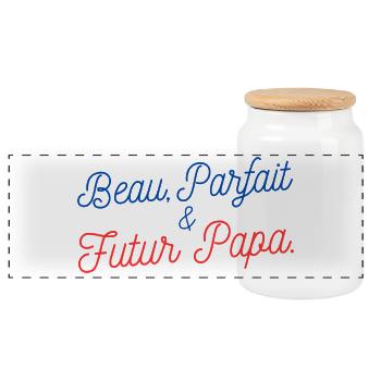 Cadeau original pour Futur Papa - Boîte à biscuits avec couvercle en bois - blanc - Devant