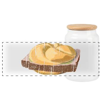 Österreichisch / Bayrische Leberkassemmel - Panorama Keksdose mit Holzdeckel - Weiß - Vorne
