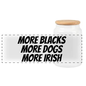 Black Text Designs - Panoramic Cookie Jar with Wooden Lid - white - Front