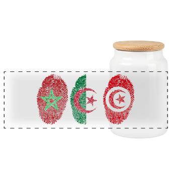 MAGHREB UNITED المغرب LOGO - Panorama Keksdose mit Holzdeckel - Weiß - Vorne