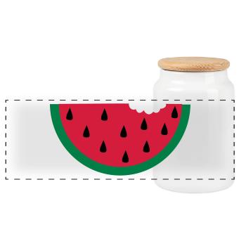 Melone Wassermelone watermelon Obst - Panorama Keksdose mit Holzdeckel - Weiß - Vorne