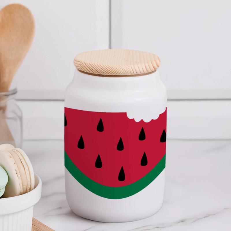 fruit pastèque pastèque Boîte à biscuits avec couvercle en bois